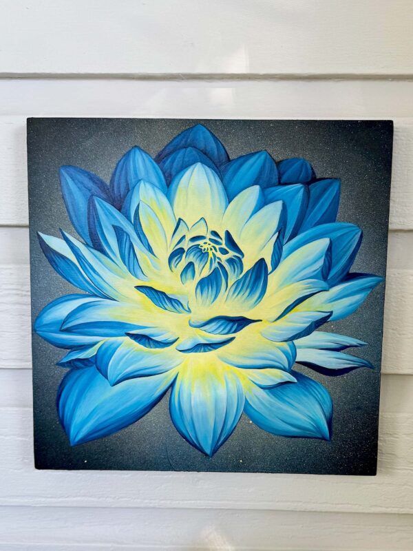 Lucky Blue Yellow Dahlia Soul Flower - Image 3